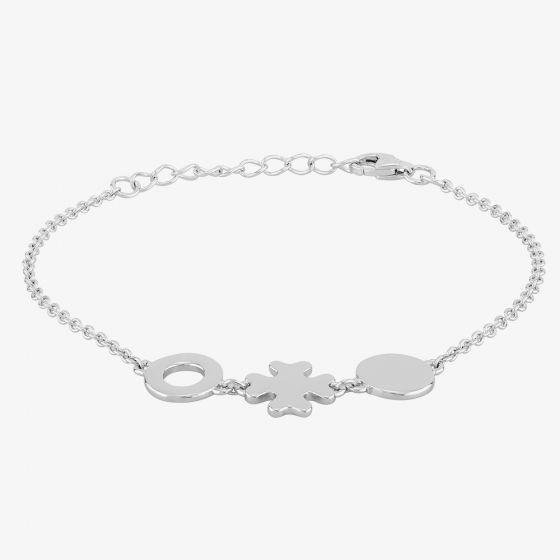 Sterling Silver Clover Circle And Disc Bracelet BR01067A