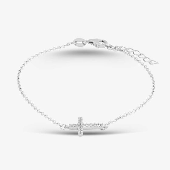 Silver Cubic Zirconia Cross Bracelet 8.28.9892