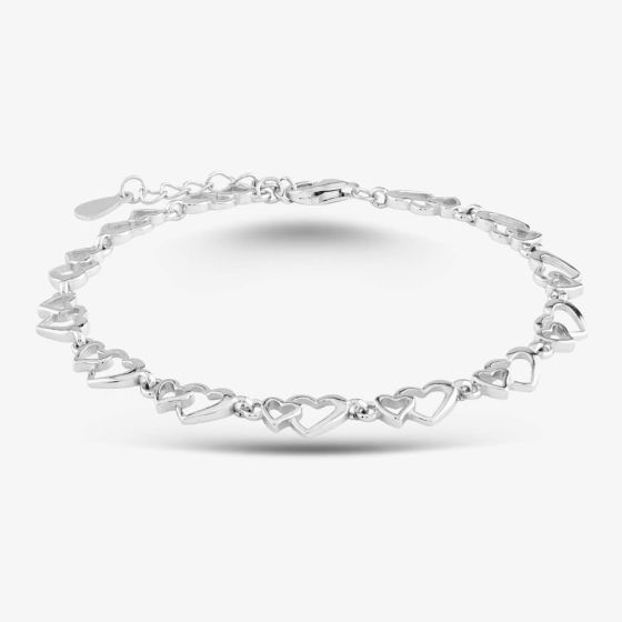 Sterling Silver Open Heart 7.5 Inch Bracelet B613528