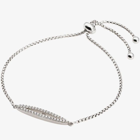 Silver & Cubic Zirconia Open Oval Toggle Bracelet 2THB020804
