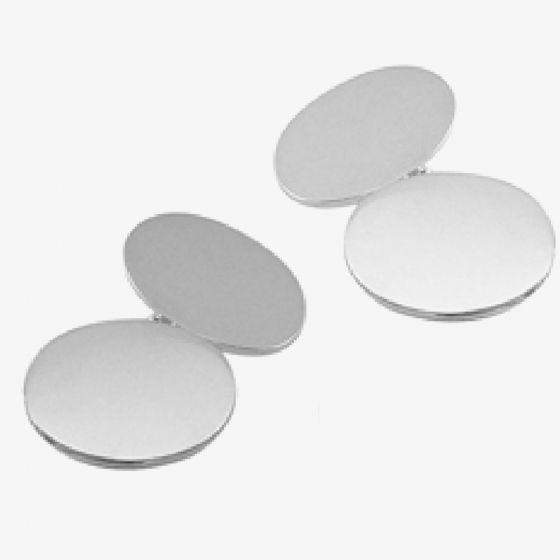 Sterling Silver Oval Plain Chain Cufflinks LC41 19O/P