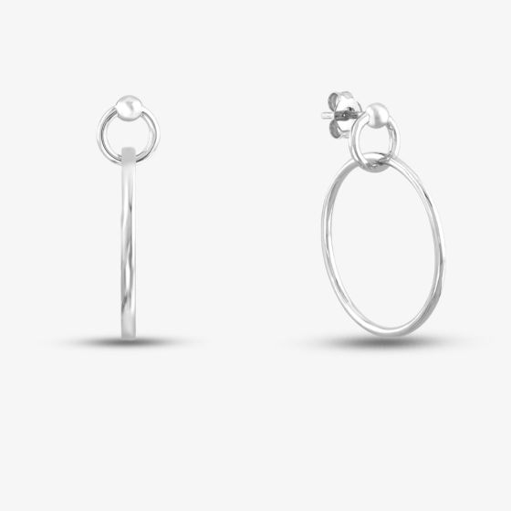 Silver Large Double Circle Stud Hoop Earrings SEC0120C