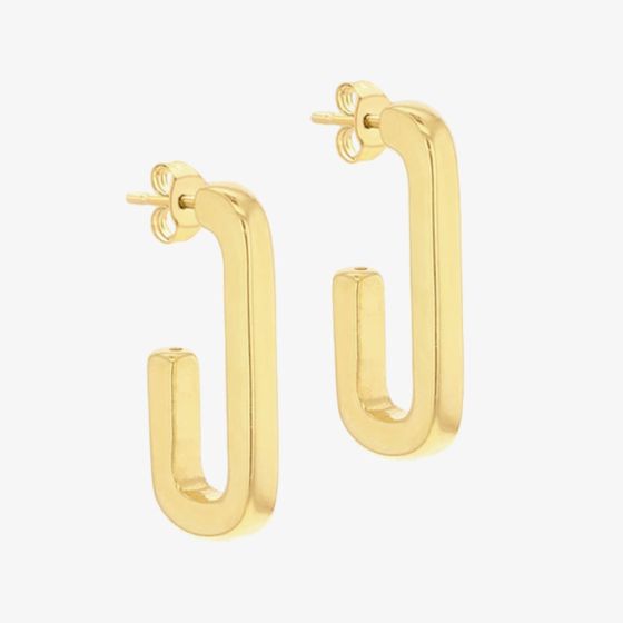 LUXE Silver Gold Plated 25mm Rectangular Half Hoop Earrings 8.51.3013
