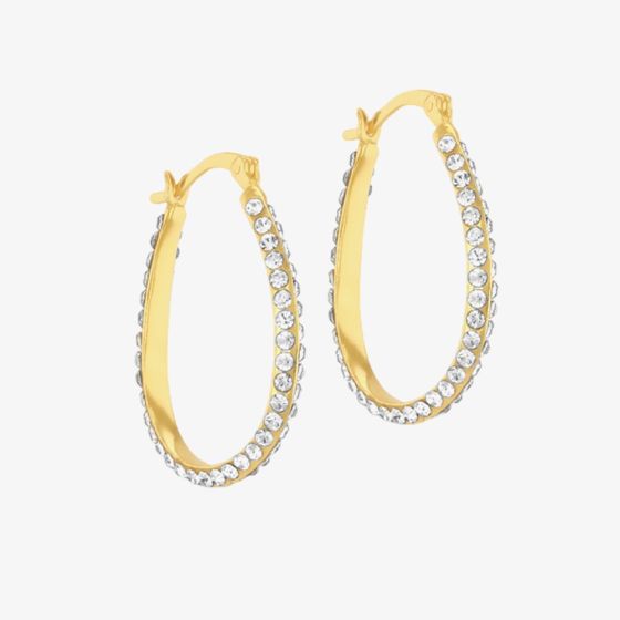 LUXE Silver Gold Plated Cubic Zirconia Oval Hoop Earrings 8.51.3201