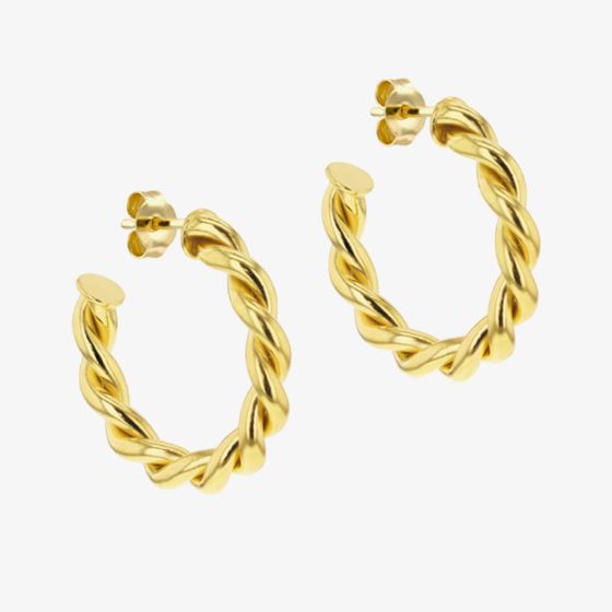 LUXE Silver Gold Plated Twisted Open Hoop Earrings 8.51.3212