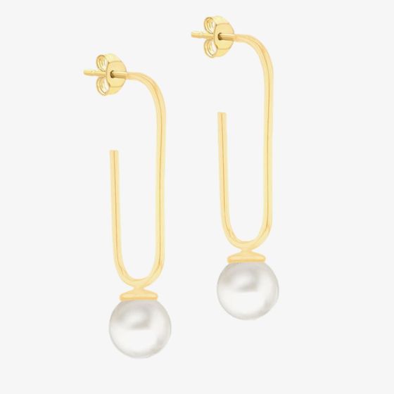 LUXE Silver Gold Plated Freshwater Pearl Dropper Earrings 8.54.5064