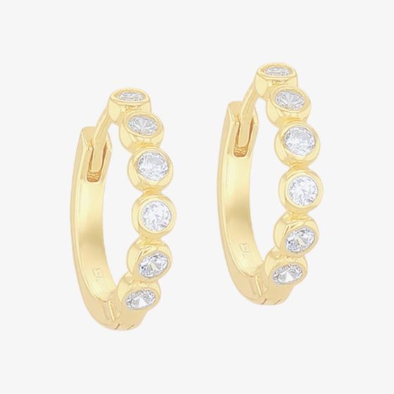 LUXE Silver Gold Plated 14mm Cubic Zirconia Hoop Earrings 8.58.0004