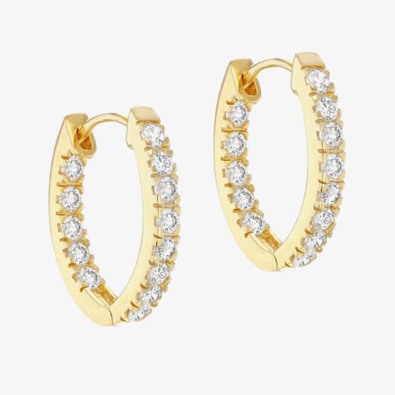 LUXE Silver Gold Plated 21mm Cubic Zirconia Hoop Earrings 8.95.0179