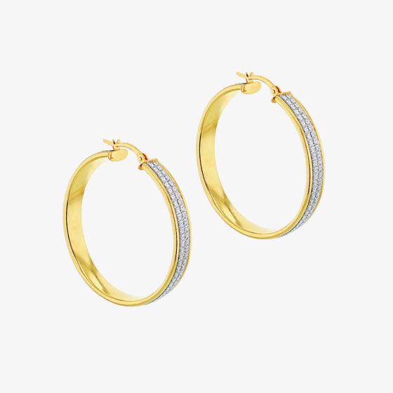 Silver Yellow Gold Plated 40mm Stardust Hoop Earrings 8.51.2929