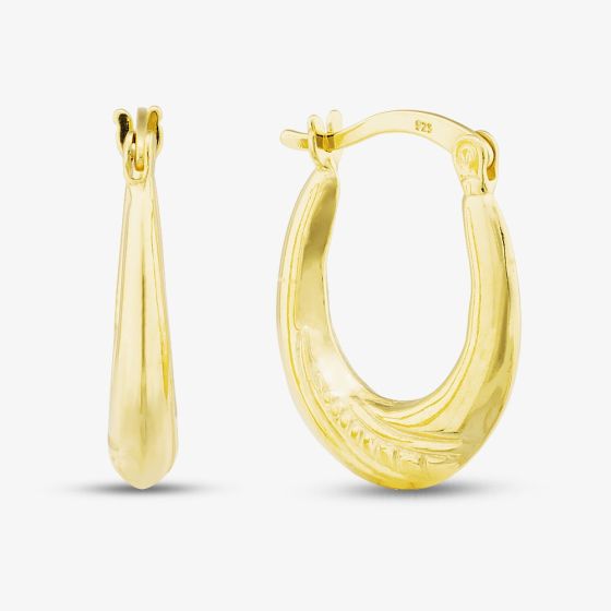 Silver Gold Plated Oval Creole Hoop Earrings S3038