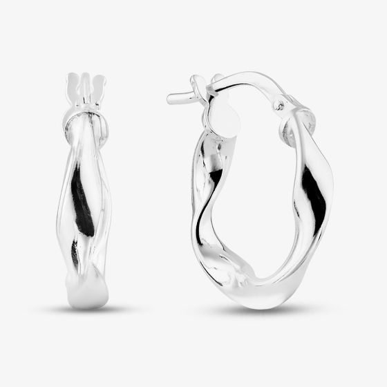 Sterling Silver 16mm Twisted Hoop Earrings S3374