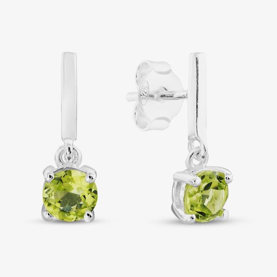 Sterling Silver Green Peridot Dropper Earrings E6486G