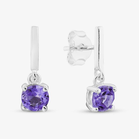 Sterling Silver Purple Amethyst Dropper Earrings E6487M