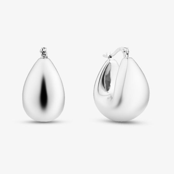 Sterling Silver Rhodium Plated Oval Creole Earrings 8.52.0001
