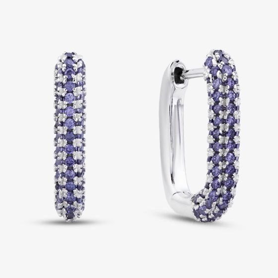 Sterling Silver Rhodium Plated Purple Cubic Zirconia Creole Earrings 8.58.0028