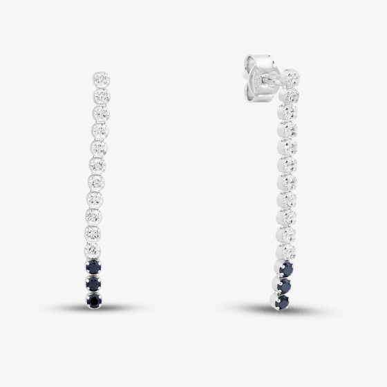 Sterling Silver Rhodium Plated White & Black Cubic Zirconia Drop Earrings 8.58.9369