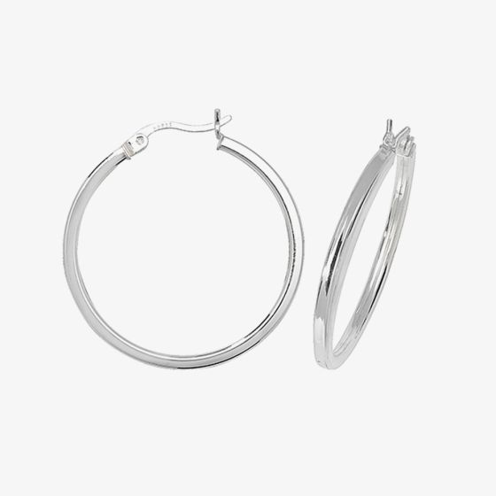 Sterling Silver 25mm Square Edge Hoop Earrings G5713
