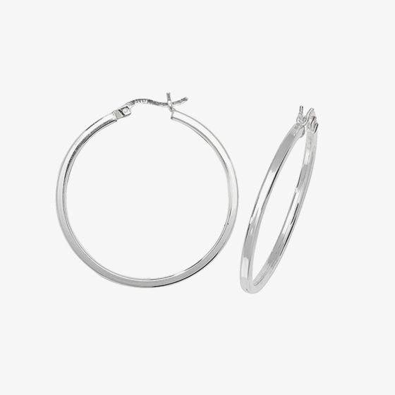 Sterling Silver 30mm Square Edge Hoop Earrings G5714