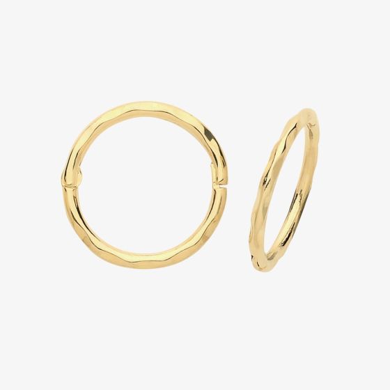 9ct Yellow Gold 10mm Hinged Hoop Earrings ER1169