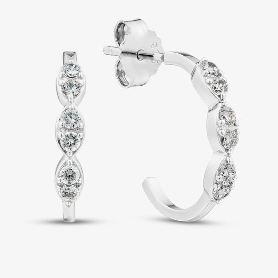Sterling Silver Cubic Zirconia Triple Cluster Hoop Earrings ME-1081