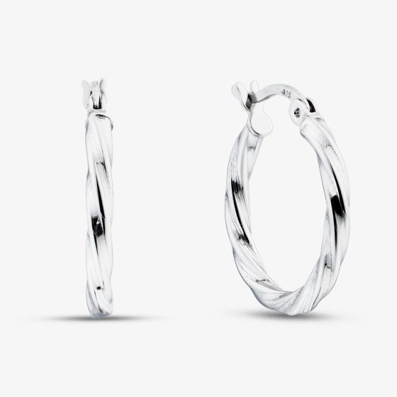Sterling Silver Twist Hoop Earrings TTE3667150000R1
