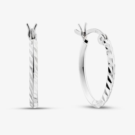Sterling Silver Textured Oval Hoop Earrings TTE476815D110R1