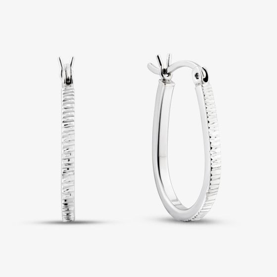Sterling Silver Textured Oval Hoop Earrings TTE289520D167R1