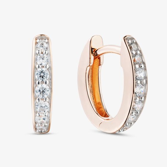 Rose Gold Tone Plated Sterling Silver Cubic Zirconia Huggie Hoop Earrings 05S2AVE657407