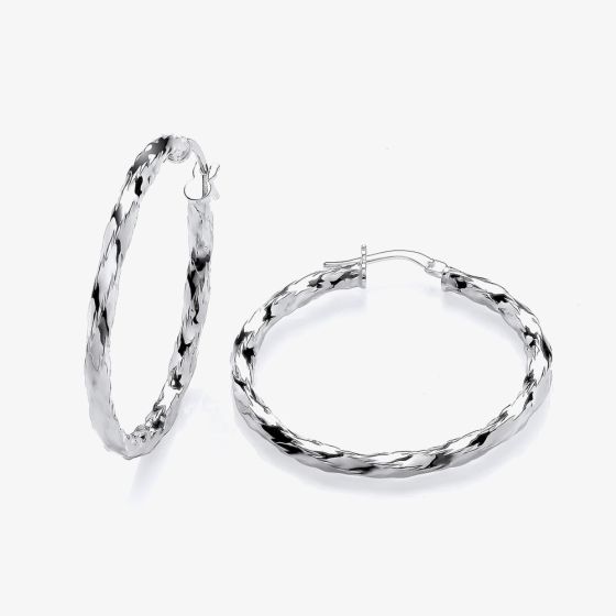 Sterling Silver 36mm Twist Hoop Earrings S3452
