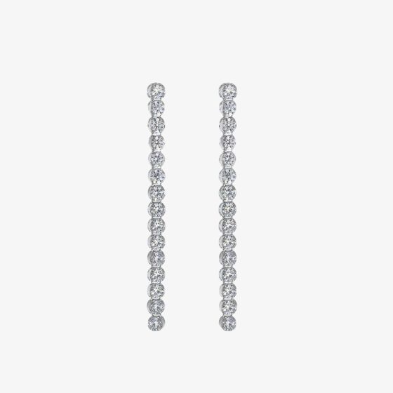 Sterling Silver Rhodium Plated White Cubic Zirconia Drop Earrings 8.58.8599