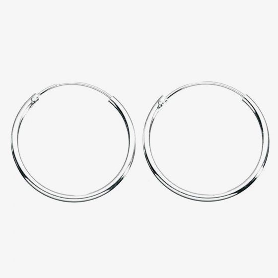 Sterling Silver Plain Hoop Earrings H036