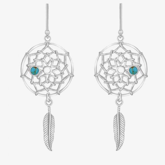 Sterling Silver Dream Catcher Dropper Earrings 8.59.0519