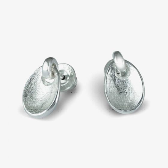 Scarlett Silver Textured Disc Dropper Earrings E3506