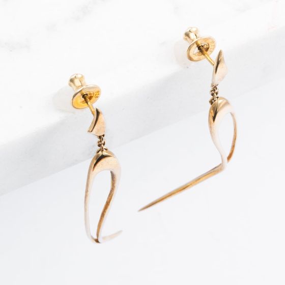 Gold Tone Flame Dropper Earrings WC140-GPS