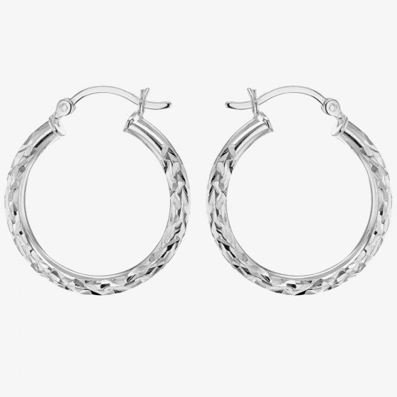 Sterling Silver 25mm Diamond-Cut Hoop Earrings 8.51.0949