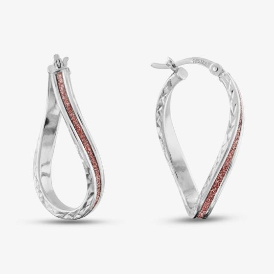 Sterling Silver Rose Stardust Textured Creole Earrings 8.51.2059