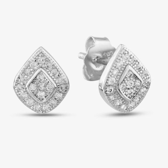 Silver Clear Pave Pearshaped Stud Earrings E610666
