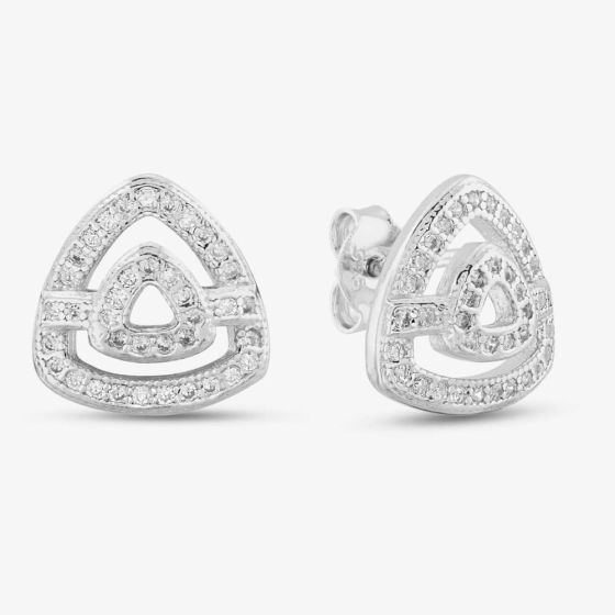 Silver Open Triangle Pave Stud Earrings E611952