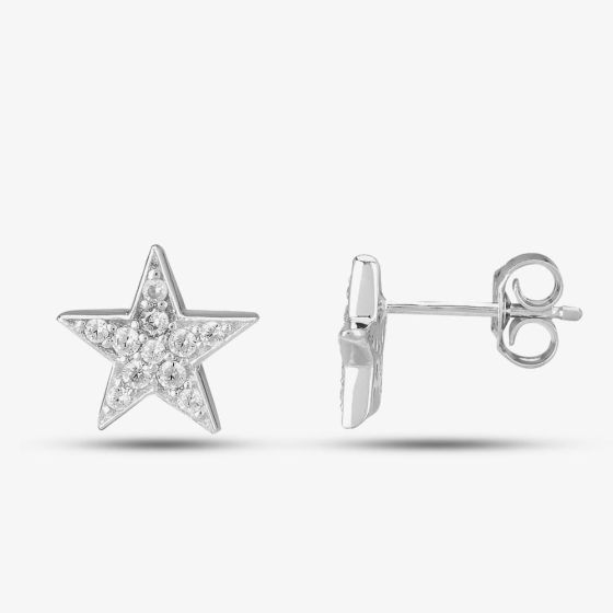Sterling Silver Pavé Star Stud Earrings P8160E 3A