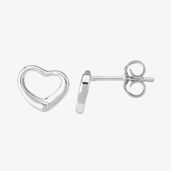 Sterling Silver Heart Frame Stud Earrings P8228E