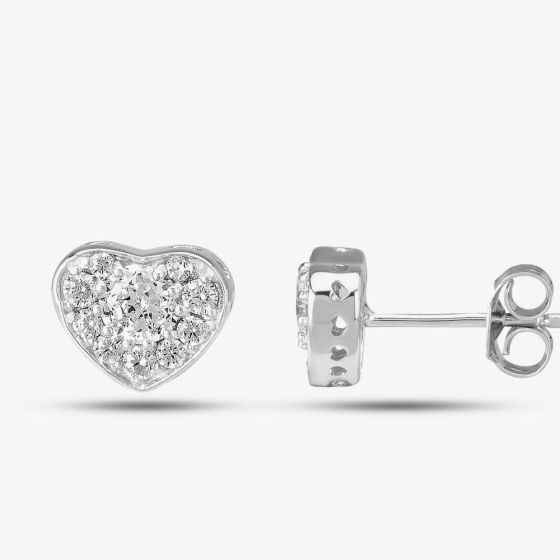 Sterling Silver Pavé Heart Stud Earrings P8171E 3A