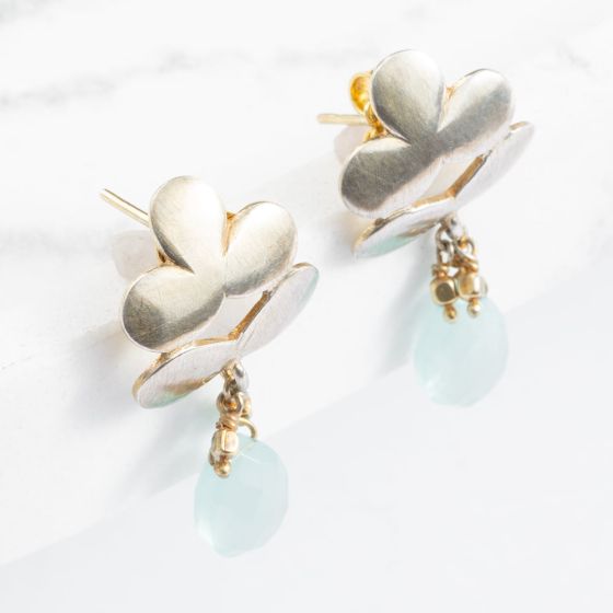 Gold Plated Quartz Flower Dropper Earrings EFIGCA