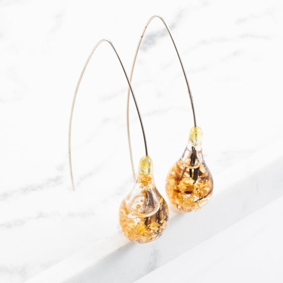 Gold Plated Bubble Leaf Dropper Earrings TMER SG