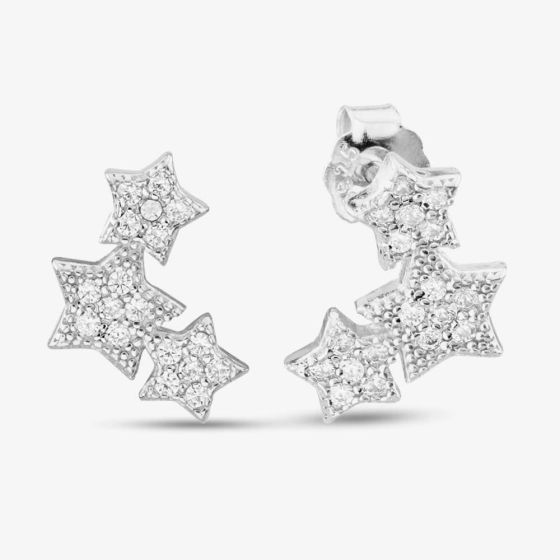 Sterling Silver Cubic Zirconia Multi-Star Stud Earrings E615718