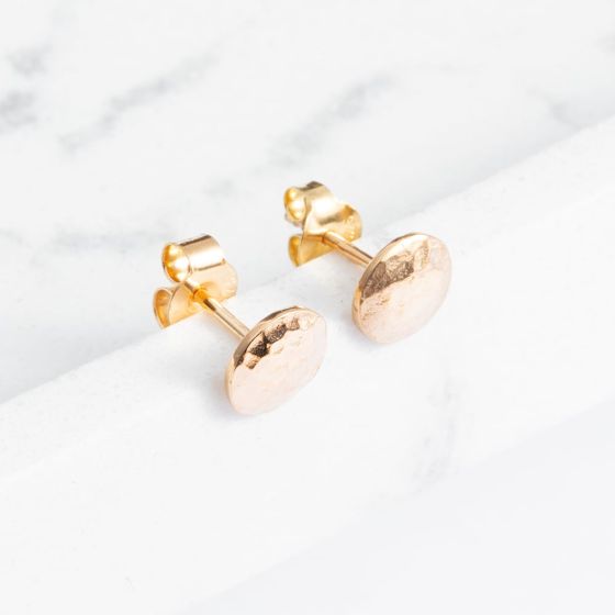 Gold Plated Hammered Disc Stud Earrings NE239-V