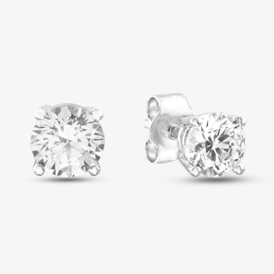 Silver Cubic Zirconia Round Stud Earrings ZVE0S826