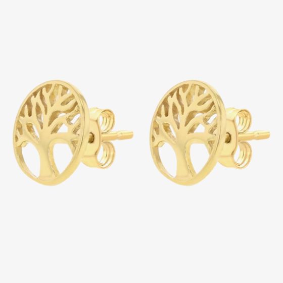 LUXE Silver Gold Plated Tree Of Life Stud Earrings 8.55.9504