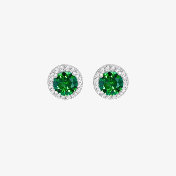 Sterling Silver Brilliant Cut Cubic Zirconia Halo Stud Earrings 8.59.1819