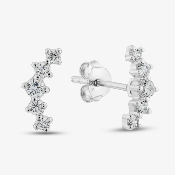 Sterling Silver Cubic Zirconia Curve Stud Earrings E5951C