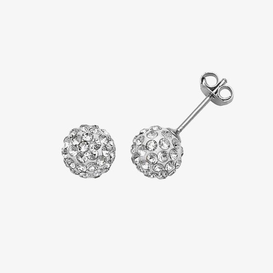 Sterling Silver 8mm Crystal Ball Stud Earrings G5359